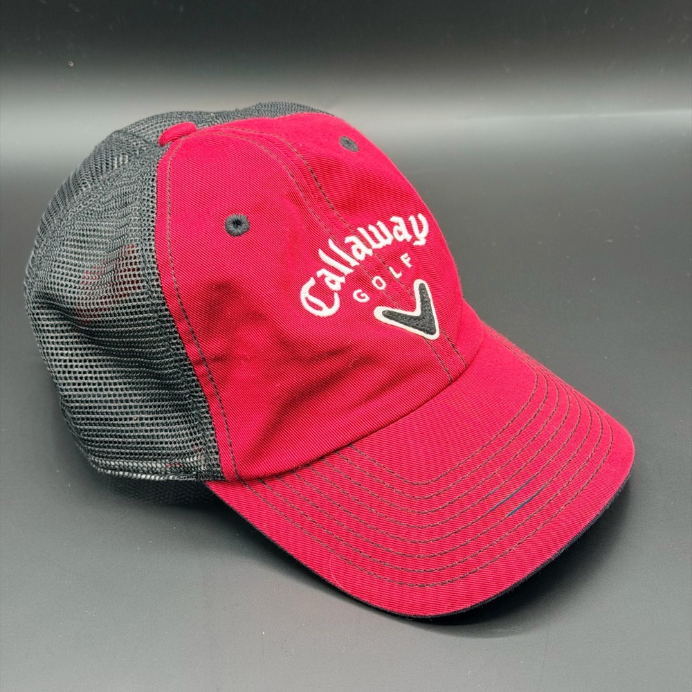 NWT NEW Callaway Golf Men’s Trucker Hat Red & Black Adjustable Mesh Cap Hat